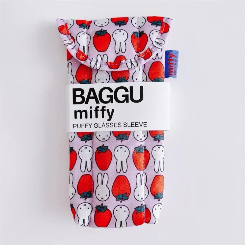 A purple magnetic storage bag featuring Miffy characters in a repeating pattern.
