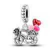 Sterling silver charm bead pendant featuring a bicycle, car, and key design.