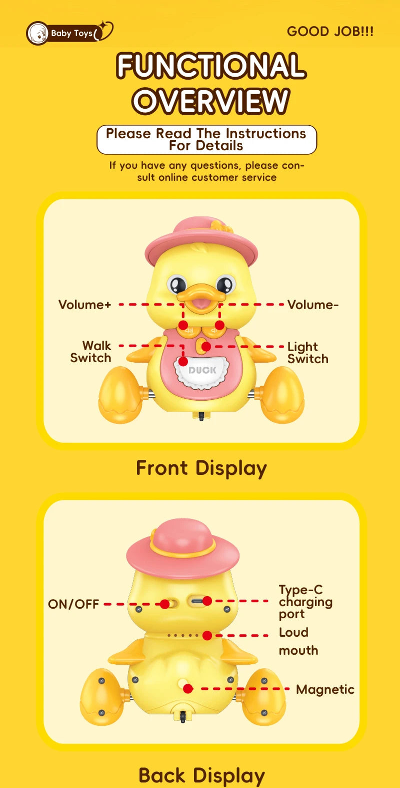Musical Duck Toy Set with Lights and Sounds for Crawling Babies