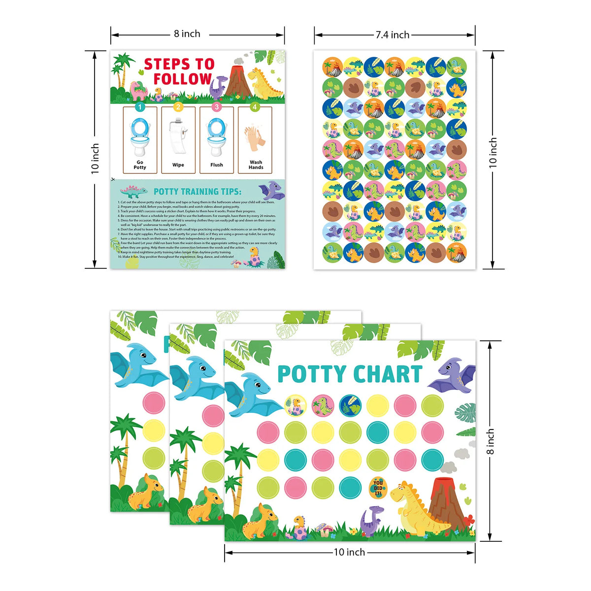 A printable potty training reward sticker chart featuring various colorful animal stickers for toddlers.