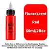 A red bottle of fluorescent acrylic paint labeled 60ml and 2 fl oz is shown.