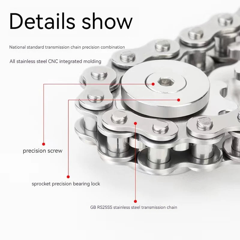 Stainless Steel Gear Chain Fidget Spinner for Stress Relief