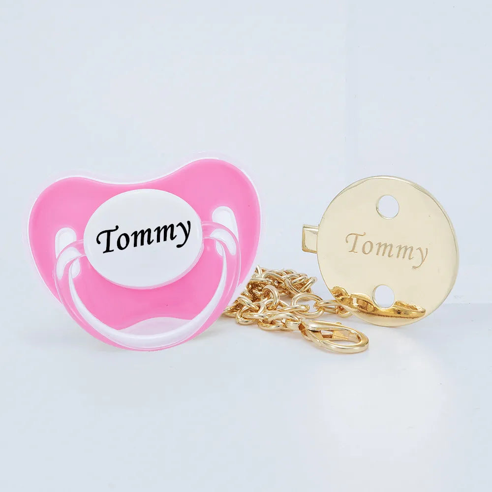 Personalized Gold Bling Pacifier with Clip