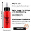 A red bottle of acrylic paint with a rotating tip and twist screw cap for easy use