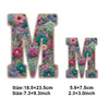 Floral letter M and M iron-on patches for DIY clothing and accessories