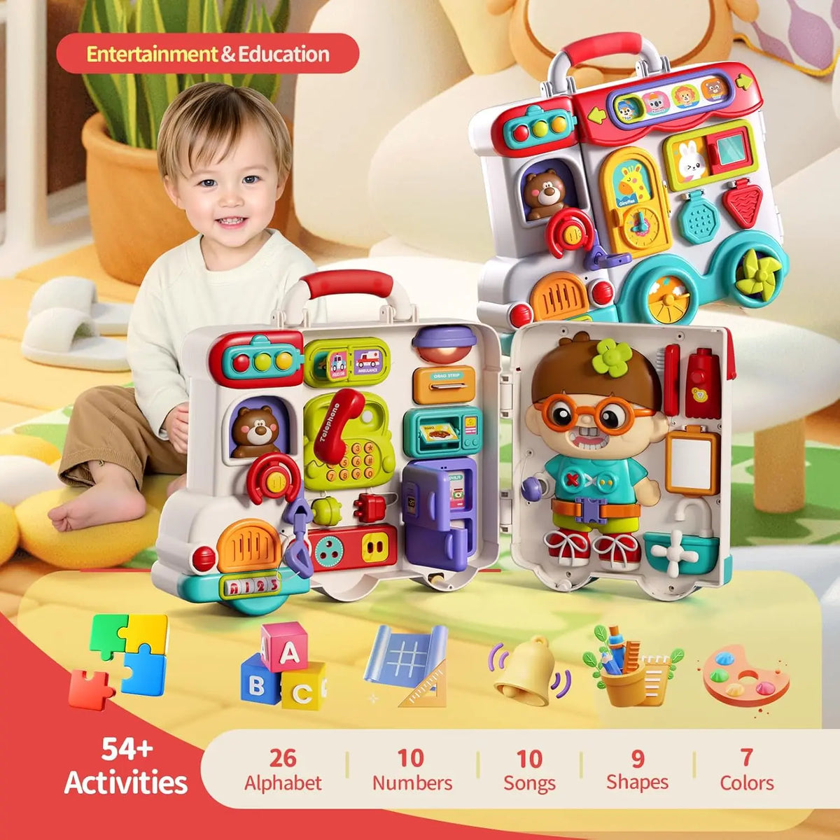 Musical Busy Board for Toddlers - Sensory Montessori Toy