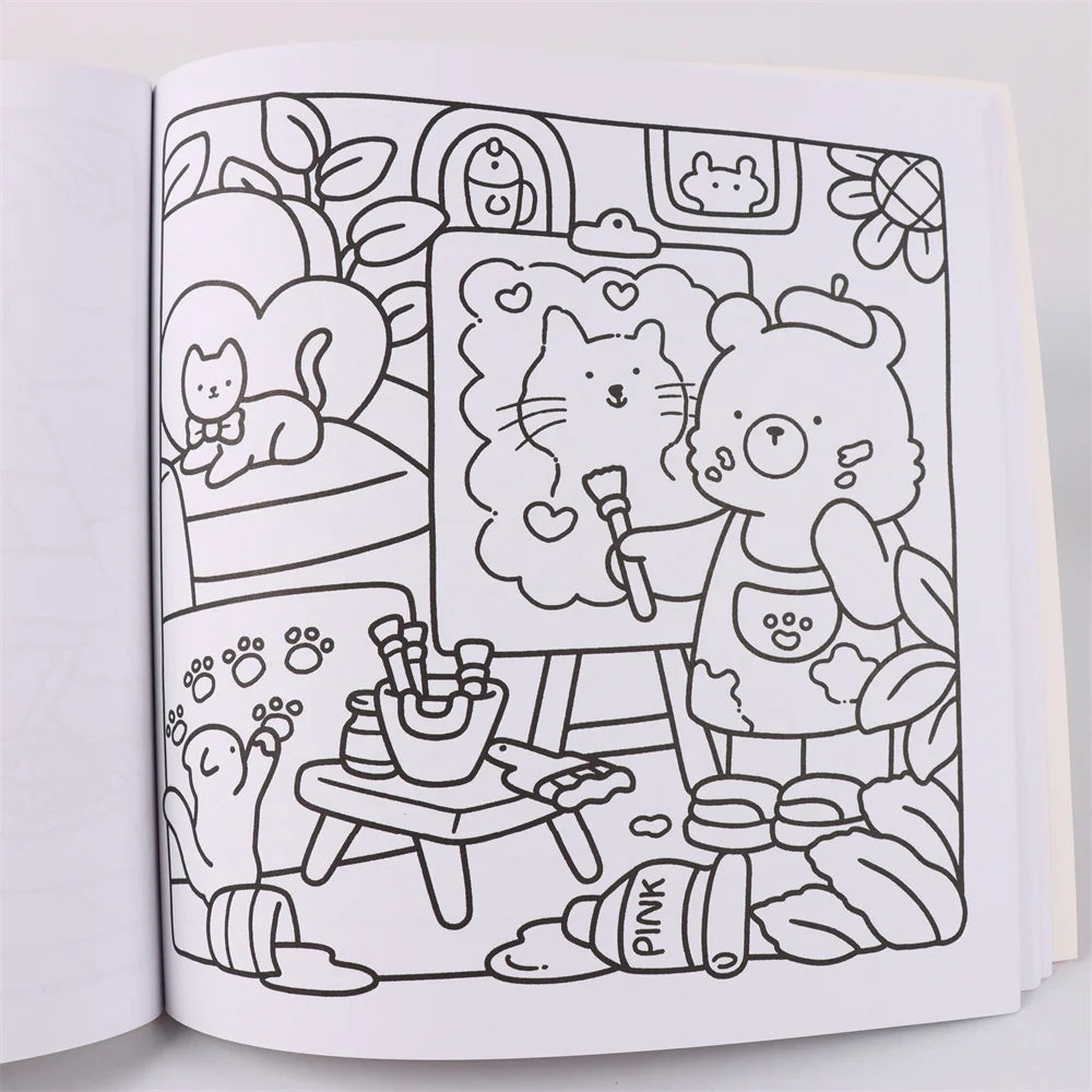 Cozy Friends Halloween Coloring Book for Adults and Teens