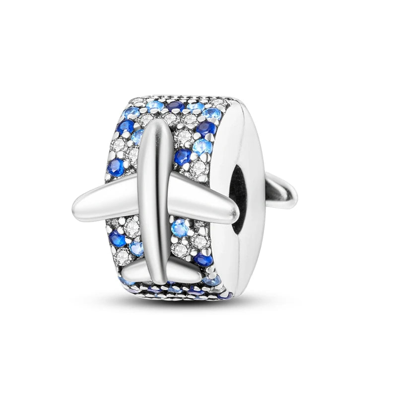 Sterling Silver Travel Charm Bead for Bracelets and Necklaces
