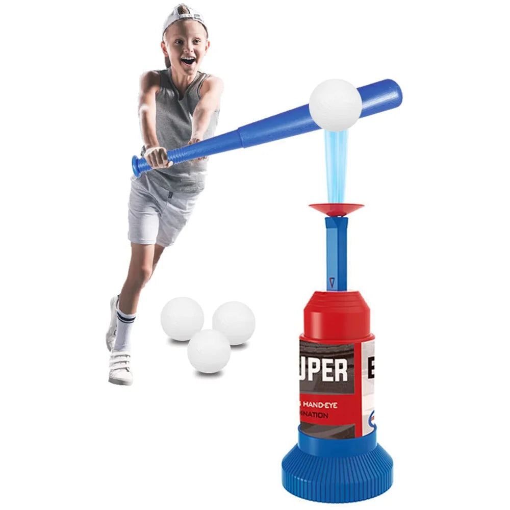 Kids Baseball T-Ball Pitching Machine Set with Bat and Balls