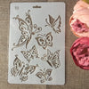 A white stencil sheet with ten butterfly designs for crafting and wall art