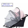 White color anti-mosquito net attached to a stroller accessory kit.