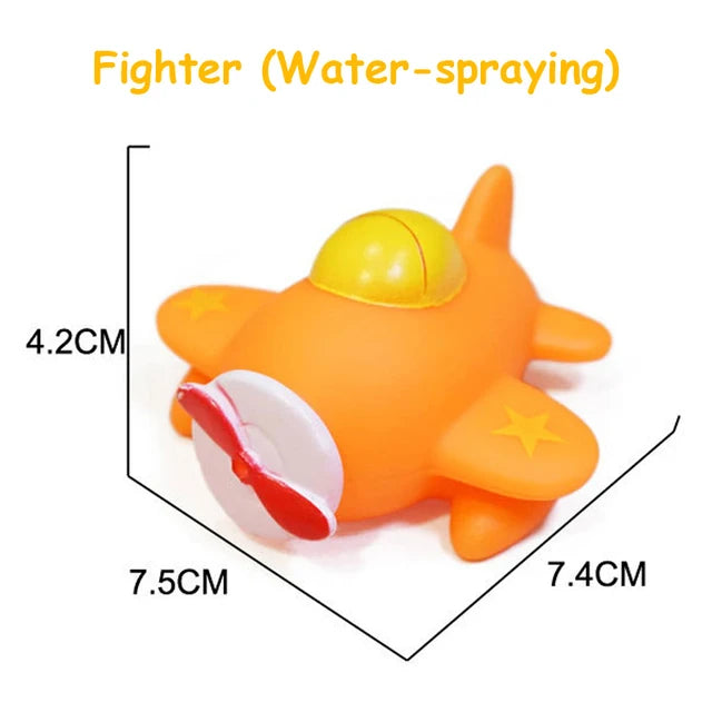 An orange and yellow water-spraying fighter toy featuring a vehicle or animal design.