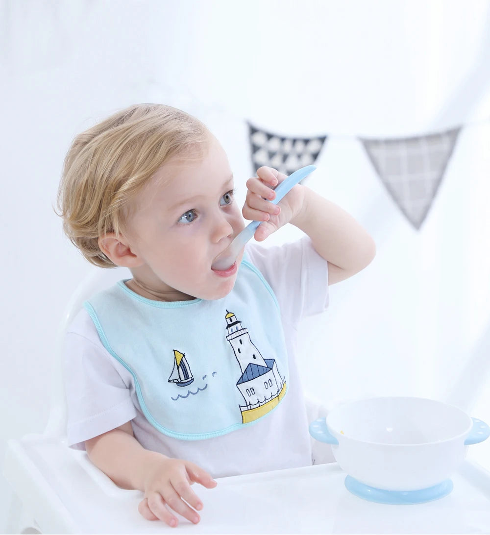 Soft Cotton Baby Bibs (3-Pack) with Cartoon Prints