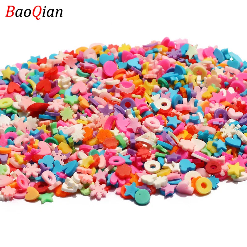 A large pile of colorful soft polymer clay slices assorted for nail art and DIY crafts