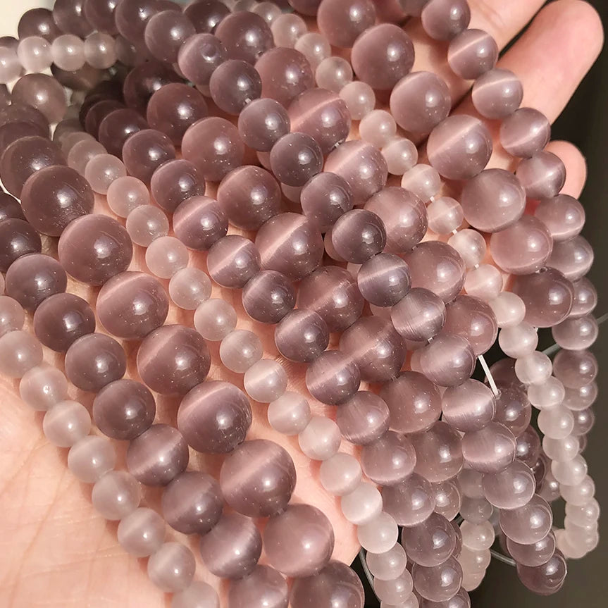 Natural Moonstone Cat Eye Beads — DIY Jewelry Making Strand