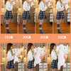 A series of photos showing a giant white unicorn plush toy in various sizes, from 25cm to 1m, displayed against a background.