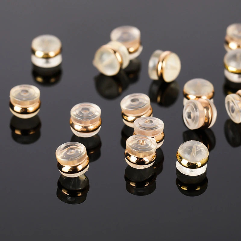 Silicone Earring Backs with Copper Ring – Comfortable Earring Stoppers for Jewelry Making