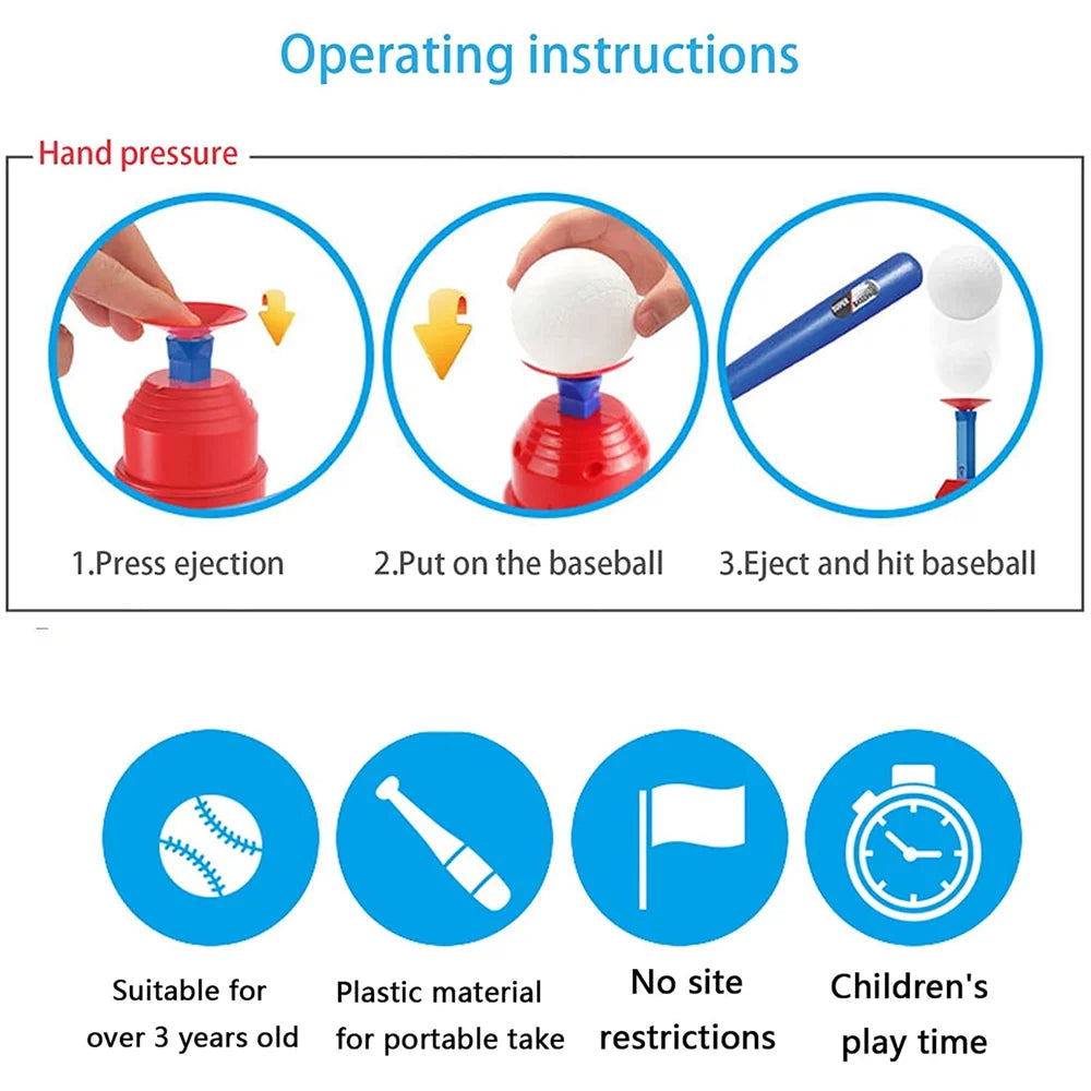 Kids Baseball T-Ball Pitching Machine Set with Bat and Balls