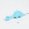 Light blue stretchy rubber chicken slingshot fidget toy with a 3cm height and 11cm length.