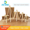 A set of mini wooden triangle structure easels used for desktop display and drawing.