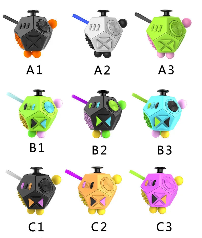12-Side Fidget Cube for Stress Relief and Focus