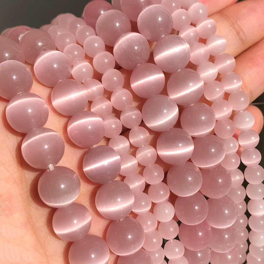 Natural Moonstone Cat Eye Beads — DIY Jewelry Making Strand