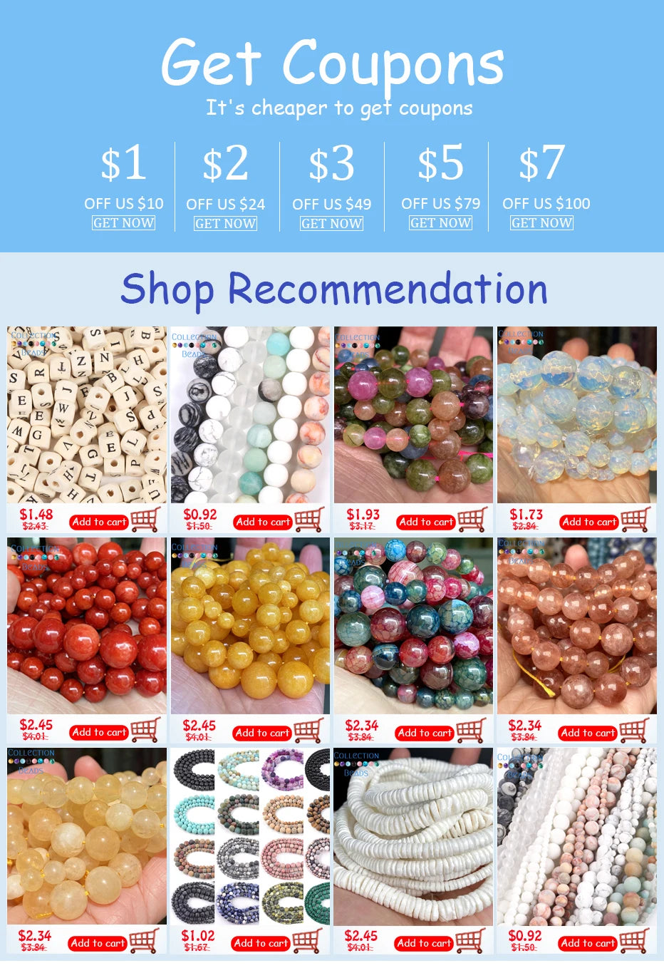 A collection of natural gemstone beads including tiger eye, lava, turquoise, and various colored stones for jewelry making.