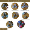 Step-by-step guide showing how to replace the battery in a glow-in-the-dark LED fidget spinner.