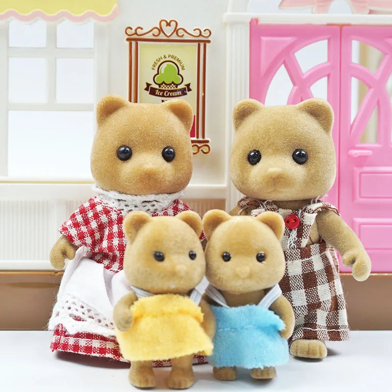 Forest Animal Family Dollhouse Set with Mini Furniture