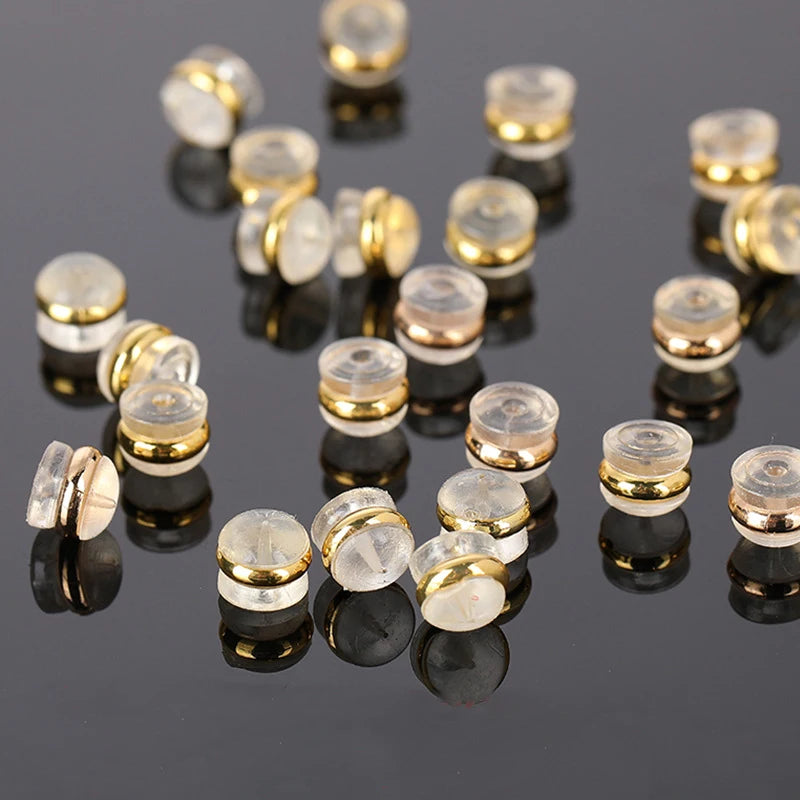 Silicone Earring Backs with Copper Ring – Comfortable Earring Stoppers for Jewelry Making