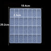A silicone mold set with 18.4cm by 20.2cm dimensions, featuring multiple small, square cavities for jewelry making.