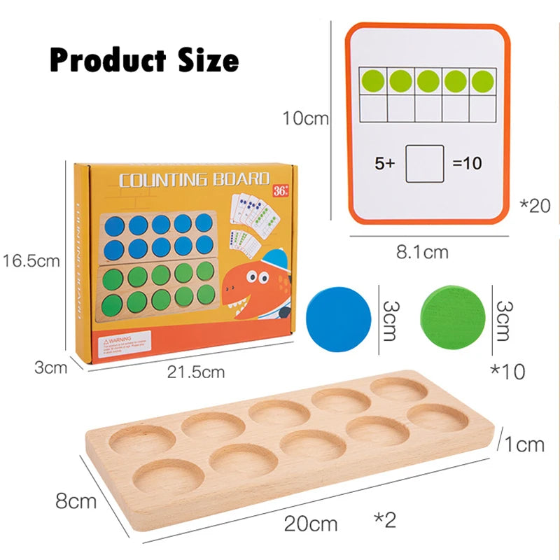 Wooden Ten-Frame Math Learning Set for Kids