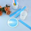 A set of blue silicone stir sticks and mixing tools for resin, epoxy, and paint.