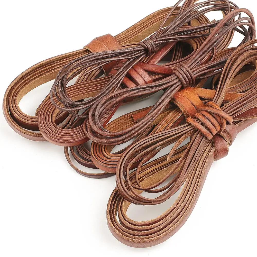 A bundle of brown vintage faux leather cords used for DIY jewelry making