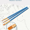 A set of 10 paintbrushes and a palette for a DIY sunset landscape paint by numbers kit.