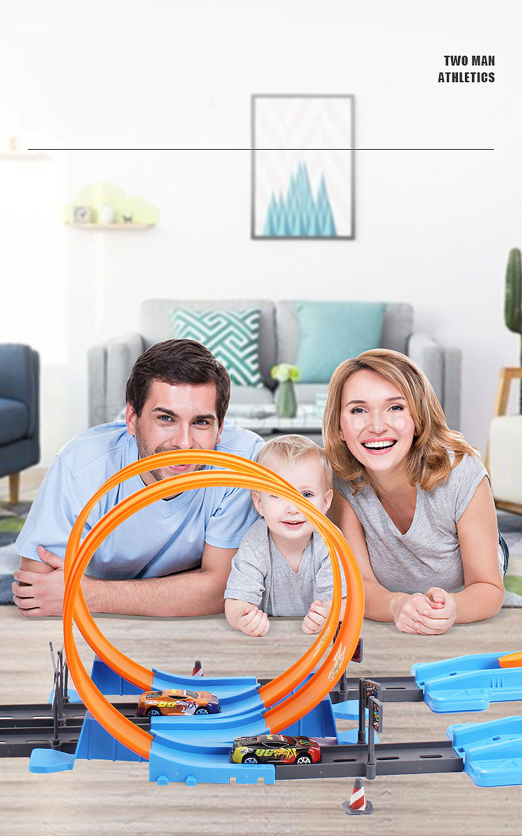Double-Loop Racing Track Set with Inertia Cars