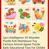 Wooden 3D Cartoon Animal Jigsaw Puzzle for Kids