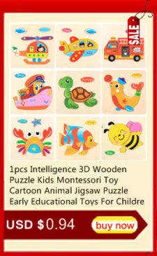 Wooden 3D Cartoon Animal Jigsaw Puzzle for Kids