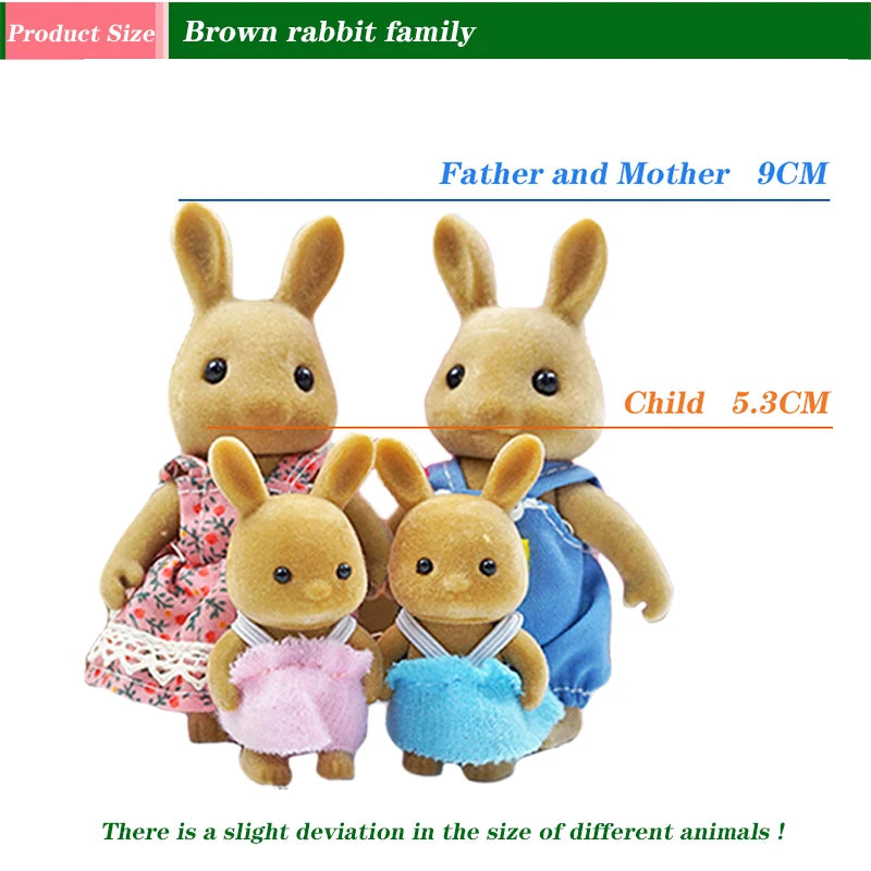 Forest Animal Family Dollhouse Set with Mini Furniture