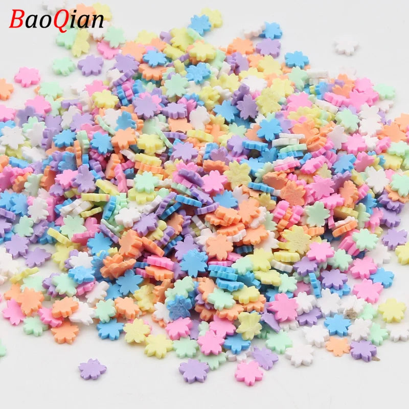 A pile of colorful soft polymer clay slices assorted for nail art and DIY crafts