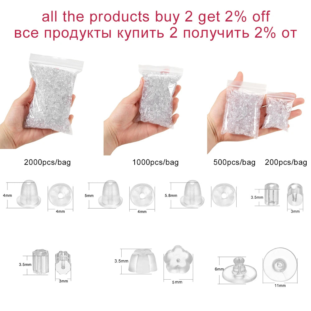 Soft Silicone Earring Backs for Stud Earrings – Clear Rubber Stoppers for Jewelry Making