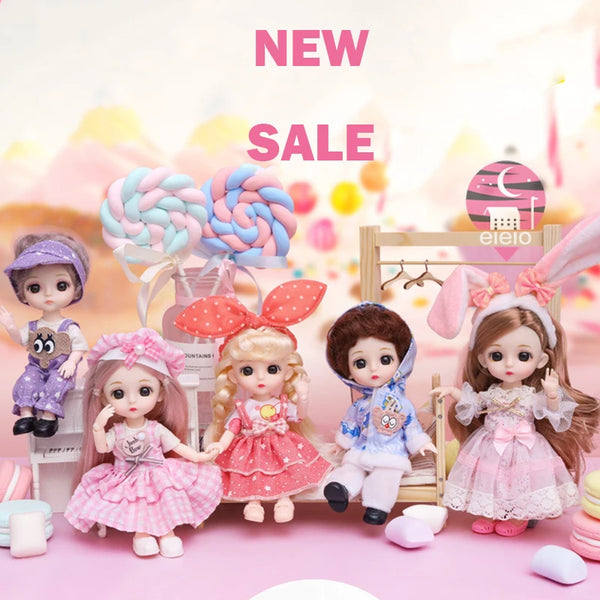 16cm Articulated Fashion Doll with Big Eyes and Dress-Up Outfit