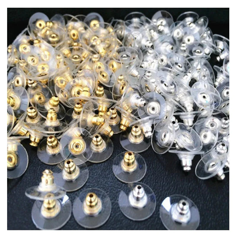 Silicone Earring Backs with Metal Posts – Jewelry Making Findings (Gold, Silver, Rose Gold)
