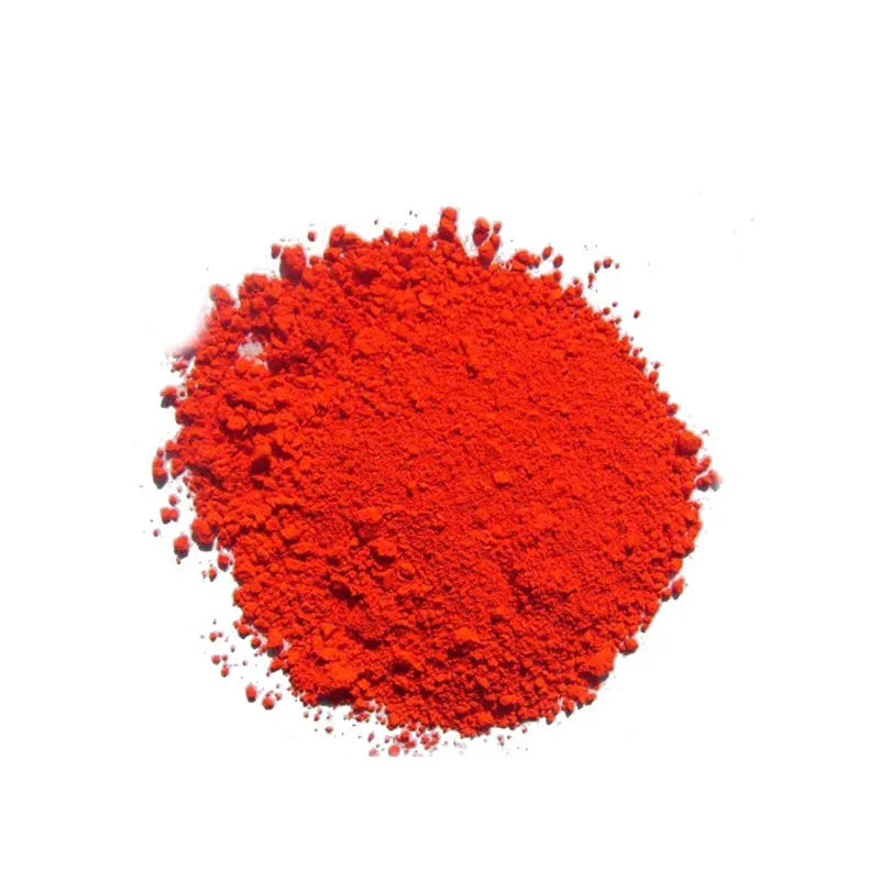 A pile of vibrant red fabric dye powder for cotton and linen clothing.