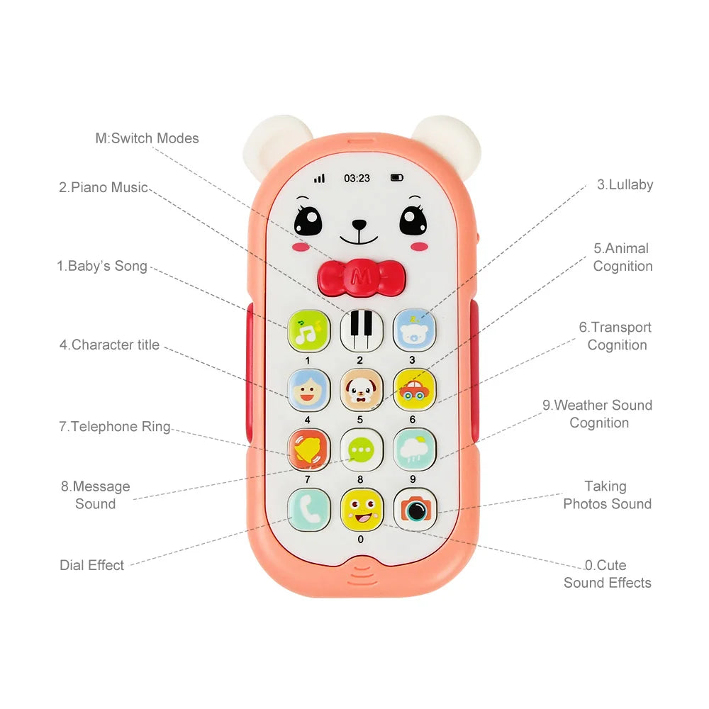 Musical Baby Phone Toy with Teether, Lights & Sounds