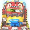 A DinoTrux dinosaur truck toy car with removable dinosaur figures displayed in its packaging.