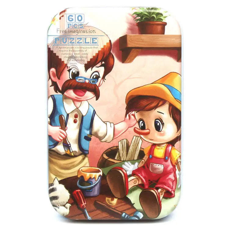 Wooden Jigsaw Puzzle Set for Kids - 60 Pieces of Cartoon Vehicles & Animals