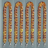Four strands of amber acrylic bag chain straps with metal clips displayed vertically.