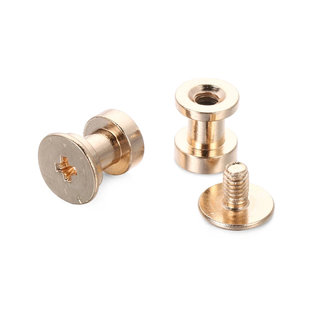 A set of decorative heart brass rivets for leather craft and DIY projects.
