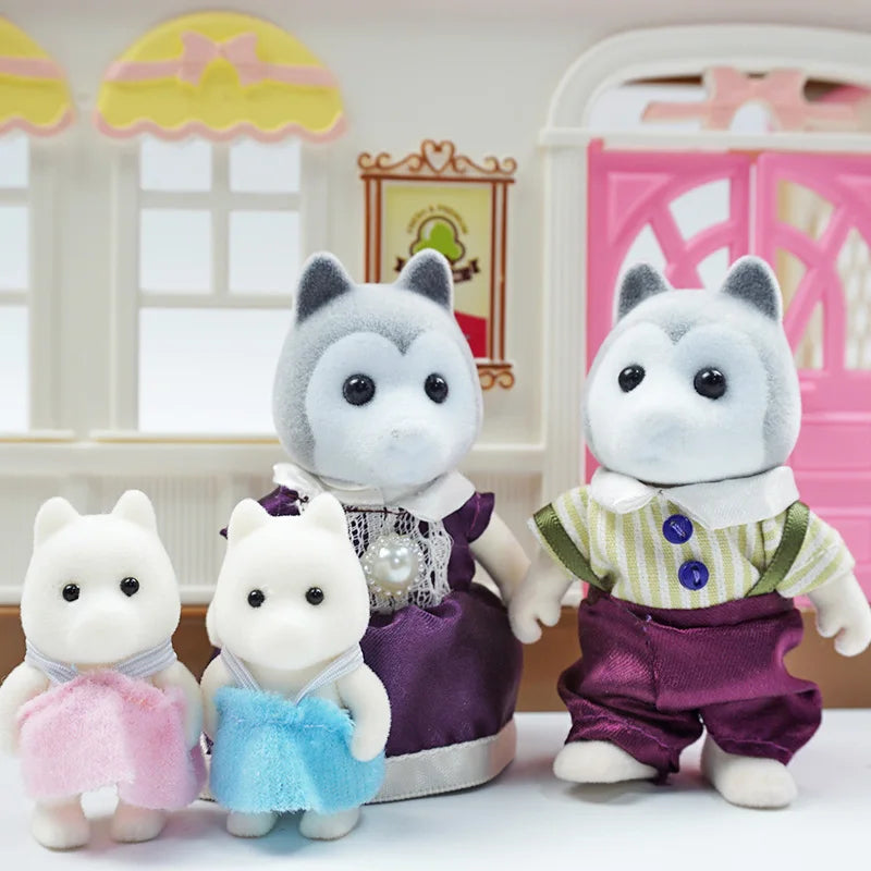 Forest Animal Family Dollhouse Set with Mini Furniture
